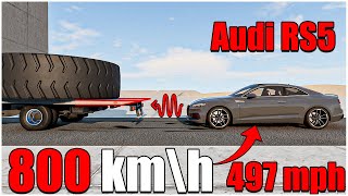 Audi RS5 VS Flat Truck 497 mph - 1000 km\h (144) | Car Body Testing | beamng drive | car torture screenshot 2