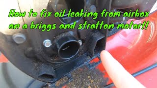 HOW TO! Fix Your Briggs And Stratton Motor From Leaking Oil From Air box!! DIY STYLE!