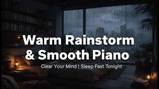 Warm Rainstorm & Smooth Piano Melody | Clear Your Mind | Sleep Fast Tonight