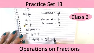 Class 6 Math Practice Set 13 / Operation on Fraction / Standard 6 practice set 13 Maharashtra  Board