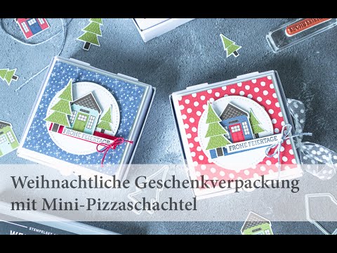 Weihnachtliche Geschenkverpackung mit Mini-Pizzaschachtel