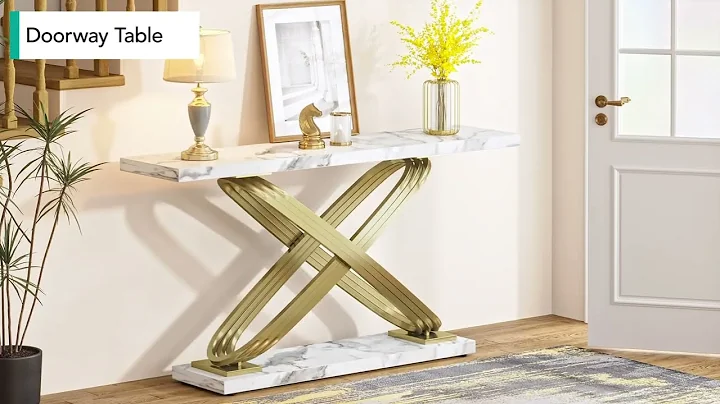 Tribesigns Console Table, 55" Modern Faux Marble Sofa Entryway Table NY012