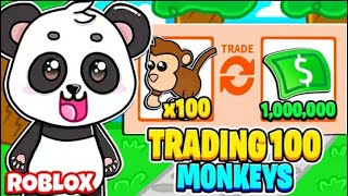 I TRADED 100 MONKEYS IN ADOPT ME! HOW MANY LEGENDARY PETS WILL I GET? Roblox Adopt Me