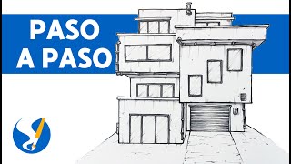 Como dibujar una casa MODERNA 🏠 Dibujar una CASA EN 3D