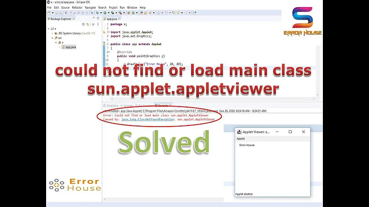 Error : could not find or load main class sun.applet.appletviewer || how to run Applet in eclipse