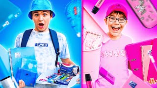 Chasse aux Fournitures Scolaires 2023 Rose vs Bleu ! Swan & Néo Back to School Challenge