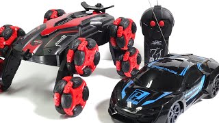 Unboxing RC Car : Eight-Wheel Stunt Beast vs Black Sports Car