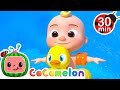 Swimming song   cocomelon  community corner  kids sing and play