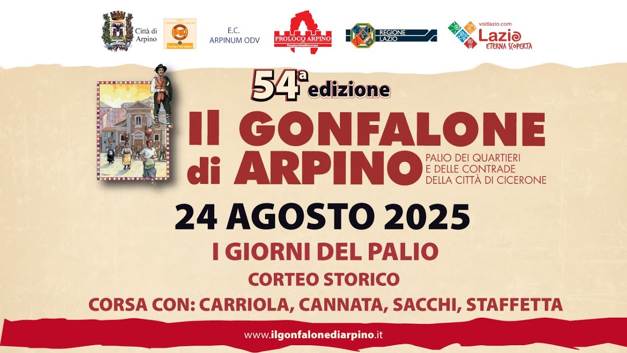 Gonfalone di Arpino 2025 - Domenica 24 Agosto: Gare su strada e Assegnazione Drappo