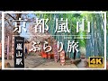 京都嵐山 ぶらり旅 桜 竹林 京都 渡月橋 4K