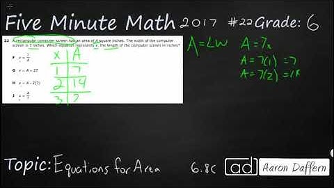 6th Grade STAAR Practice Equations for Area (6.8C - #2)
