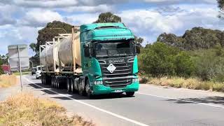 AJM, MKD, AUS Post, Soil Co, Hawk, Cement Australia and other trucks at Pheasant Nest