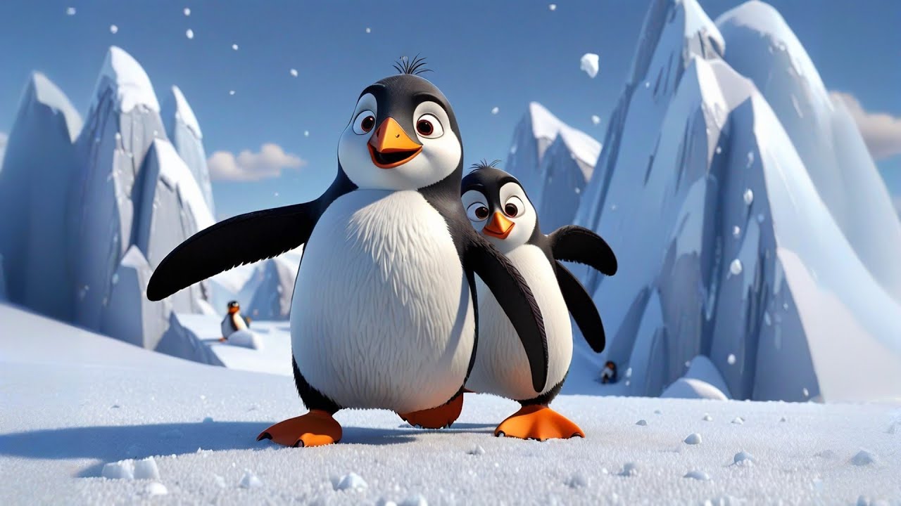 Seven Little Penguins Slide on Ice | Winter Animal Song Kids | Fun ...