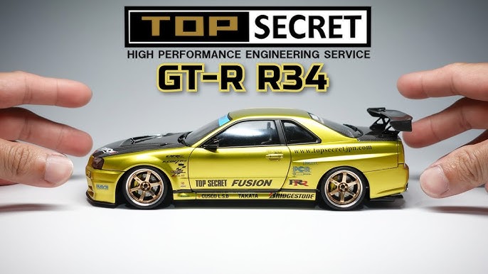 HOW TO PAINT SCALE MODEL CAR WITH SPRAY CAN PAINT Aoshima 1/24 Mine's GT-R  R34 step by step ASMR 