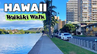 HAWAII, USA 🇺🇸 Waikiki Walking Tour in 4K | walking on Ala Wai Blvd in Waikiki, Honolulu, Oahu