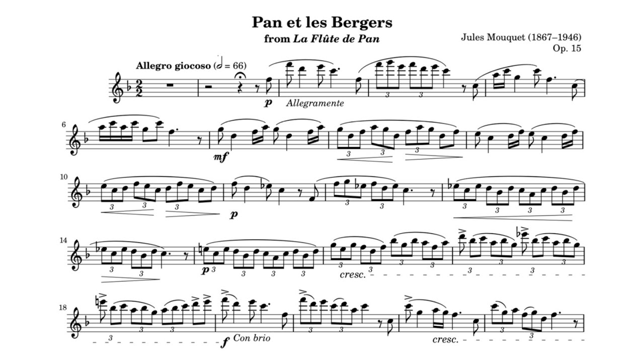 Jules Mouquet - La flûte de Pan (Op. 15), 1st movt 54 (Moderately
