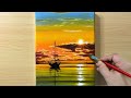 Ocean Sunset Painting / Acrylic Painting for Beginners / STEP by STEP #212