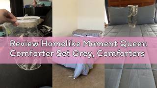 Review Homelike Moment Queen Comforter Set Grey, Comforters Queen Size Set, Soft Lightweight Down Al