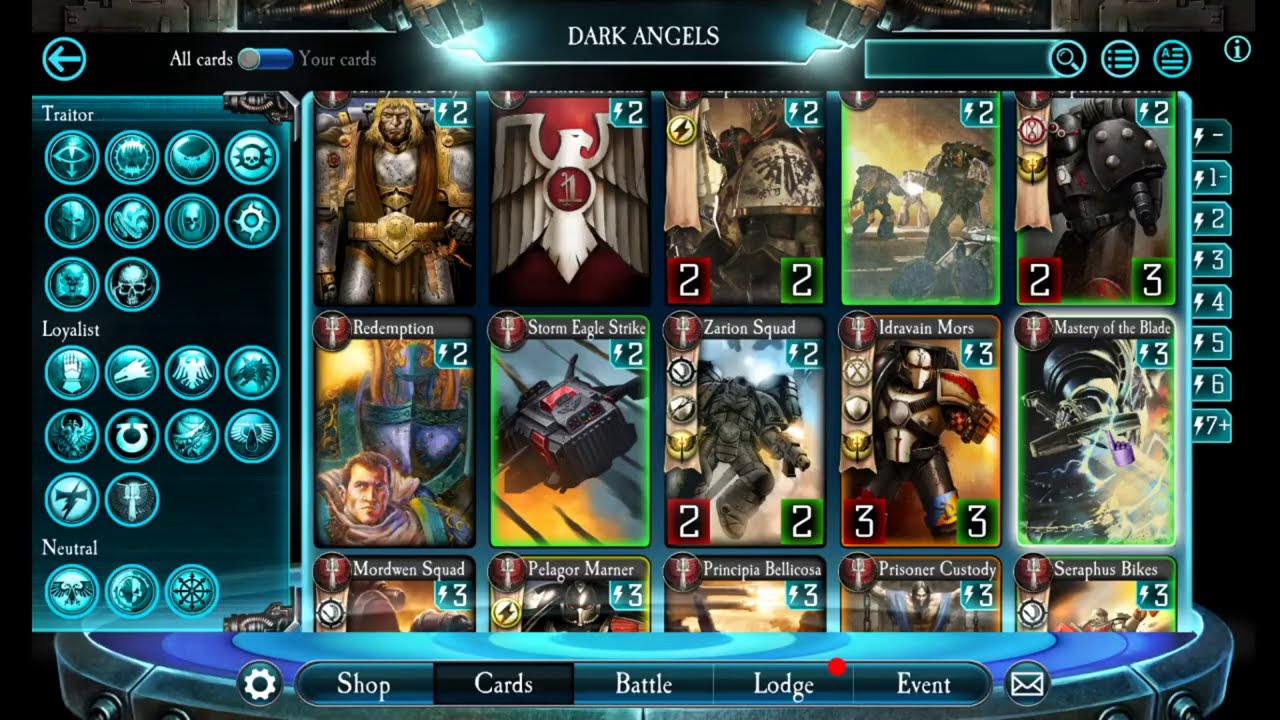 Let's Play Horus Heresy Legions Dark Angels Cards List First Look