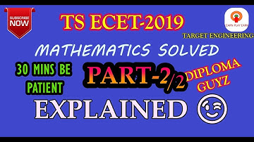 TS ECET Maths part 2/2  question paper explained clearly ✔😉
