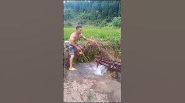 Ancient technology for watering rice fields. #technology #farmer #ricefield #water #shorts