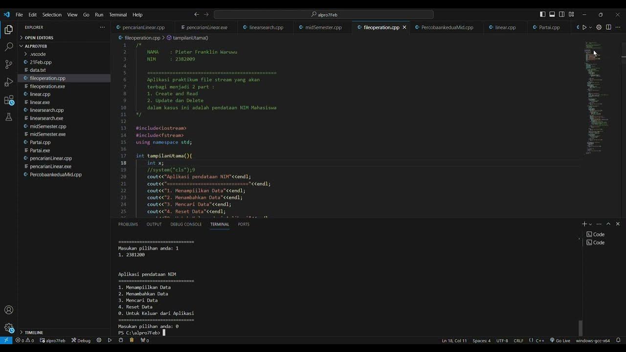 Codingan File Operation c++,Visual Studio Code - YouTube