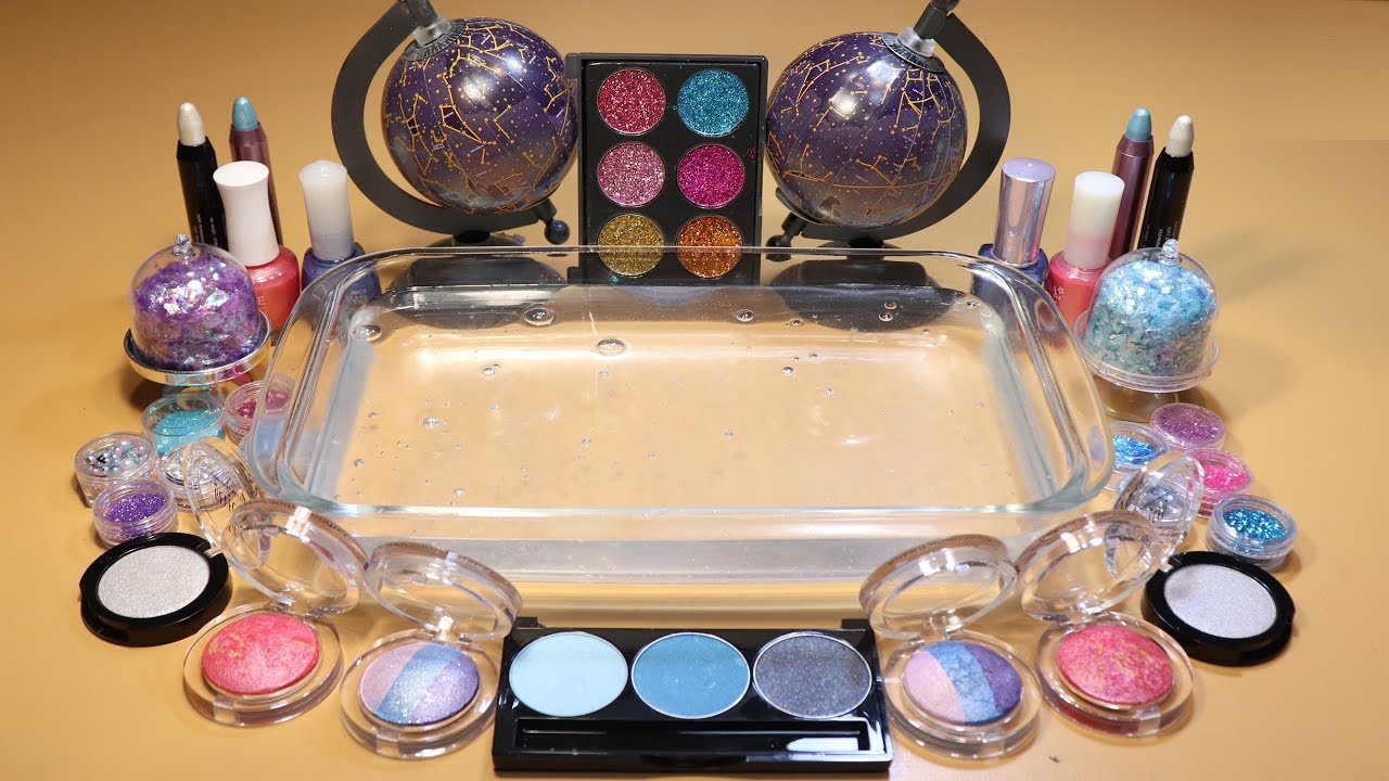 Special Theme Series #3"GALAXY"Mixing EYESHADOW And glitter Into Clear Slime! "Galaxy Silme"