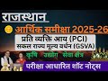 राजस्थान आर्थिक समीक्षा 2025_26 | प्रति व्यक्ति आय | सकल राज्य मूल्य वर्धन | कृषि | उद्योग | सेवाएं 