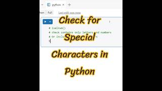 Check for Special Characters in Python 🐍 | Python Shorts #shorts