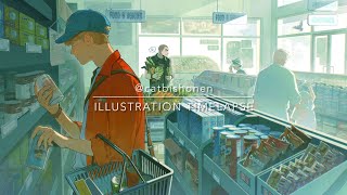 [Illustration Timelapse - Clip Studio Paint] Grocery trip 🥫🥕🥬