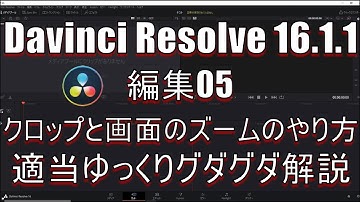 【Davinci Resolve 16】 Davinci Resolve 16 (.1.1) 無料版の使い方 編集05 (クロップと画面のズームのやり方) 【説明】
