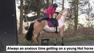 Horse gets away from his owner & runs off. It's a worry when trying to get on a hot horse in a group