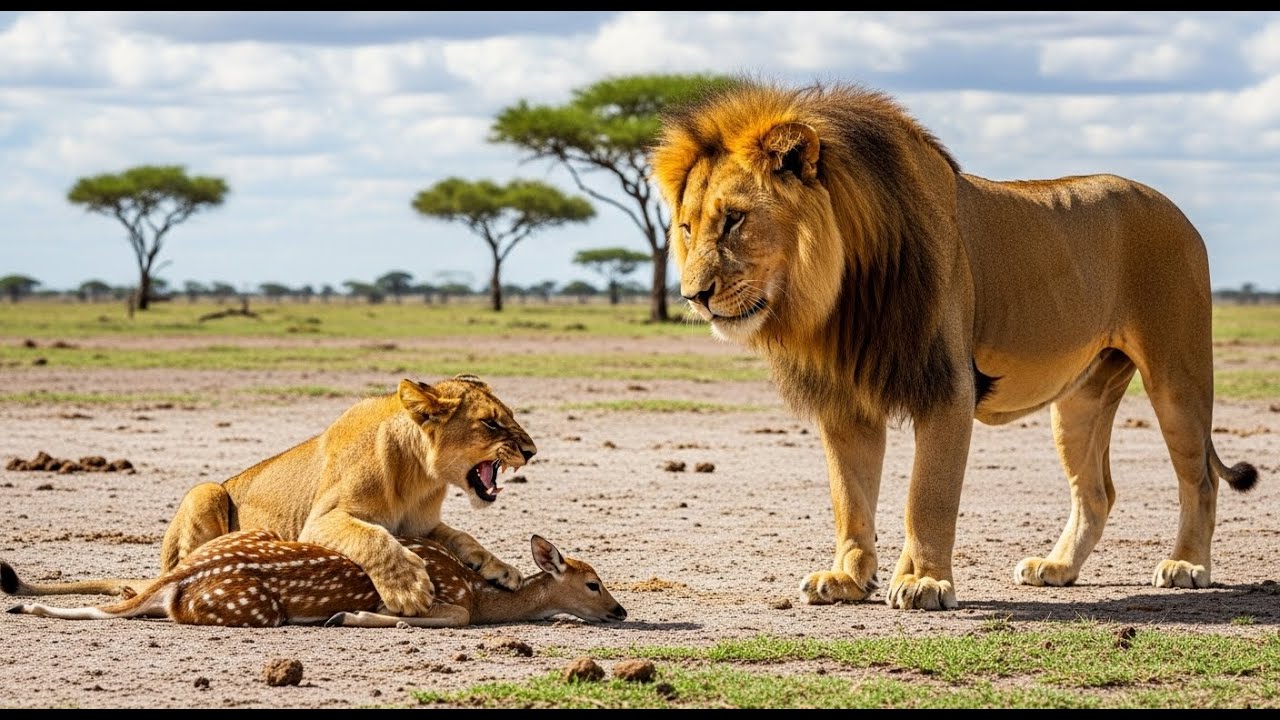 A Lion Cub Stood Between His Father and a Baby Antelope — The Ending Shocked Everyone !!!