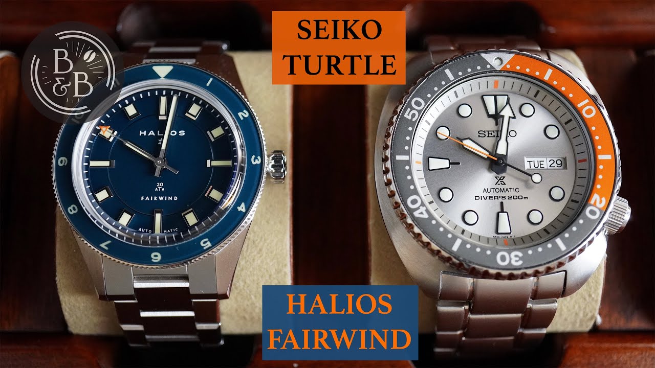 A skin diver & a grey turtle - Seiko SRPD01K1 