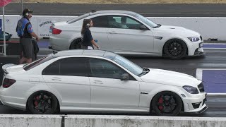 BMW M3 vs AMG C63 Mercedes - drag racing