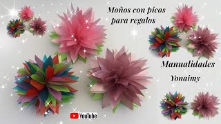 MOÑOS  🎀 CON PICOS O PUNTAS  HECHOS CON  CELOSEDA PARA REGALOS.- GIFT BOWS.