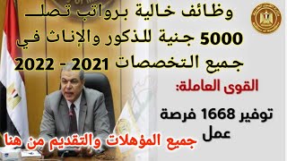 1668 وظيفة خالية من وزارة القوى العاملة المصرية للذكور والإناث 2021 برواتب 5000 جنية والتقديم من هنا