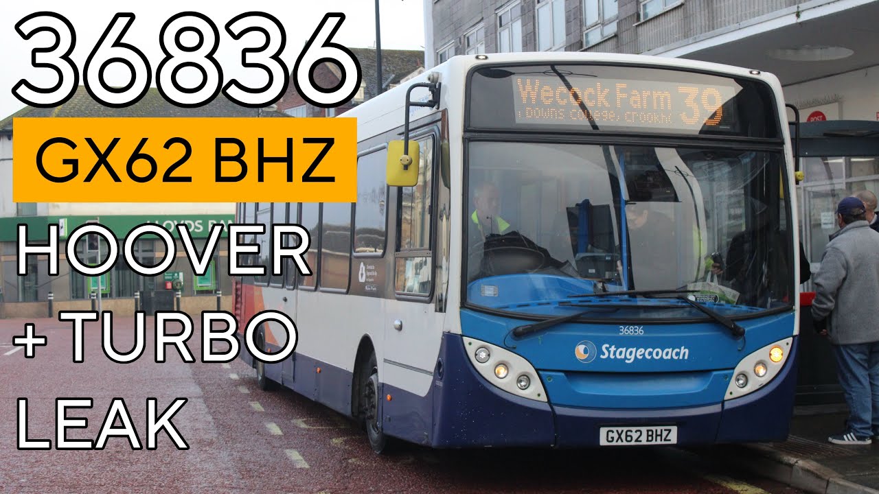 HOOVER + TURBO LEAK! Stagecoach South 36836 (GX62 BHZ) hoovering around a 39 to Wecock Farm 20/02/26