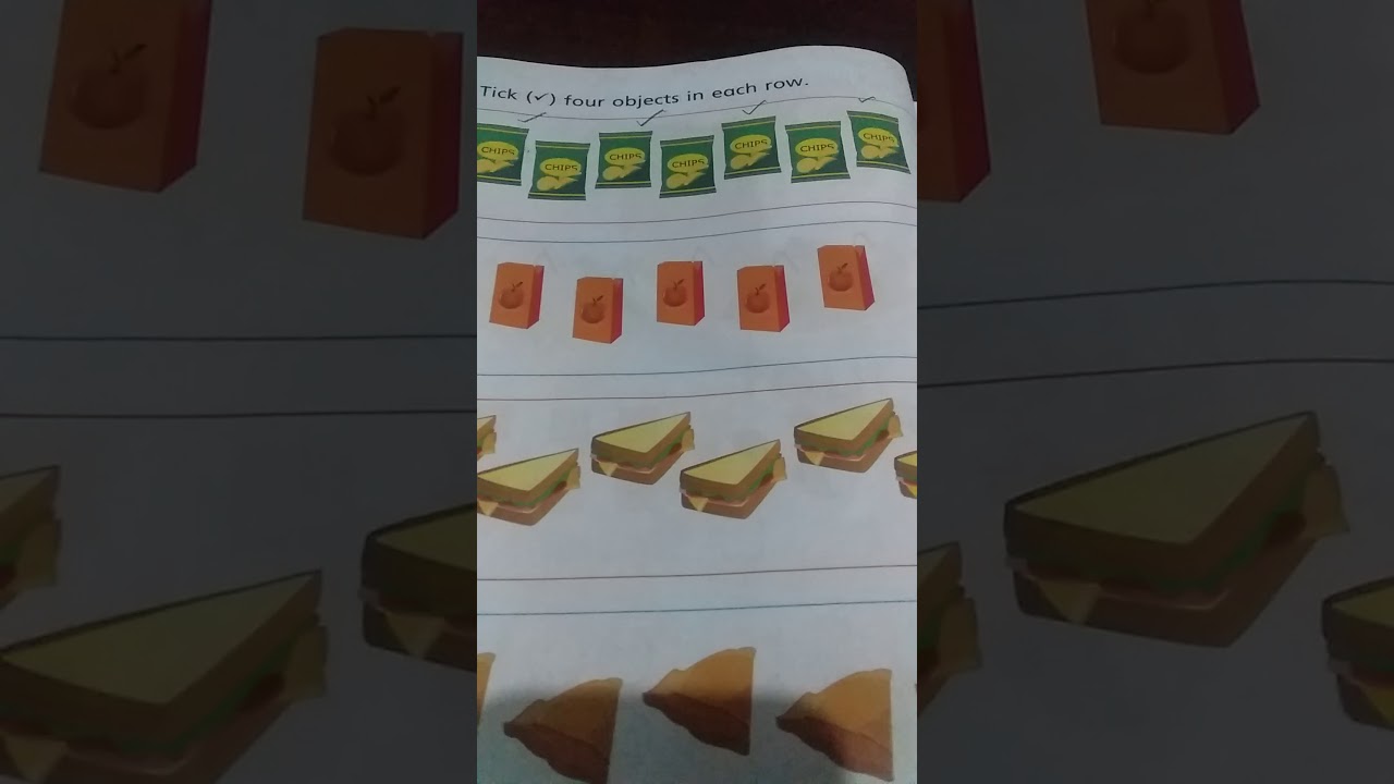 Tick the four objects in each row for play group