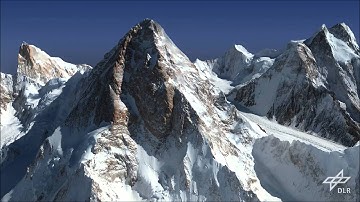 WorldView-2 satellite imagery draped over digital elevation model (DEM) - K2 mountain | Himalayas