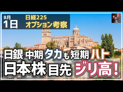 【日経225オプション考察】8/1 日銀 展望レポートでタカ転換も植田総裁会見でハトへ！これで日本株は目先上昇へ！