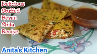 Stuffed Besan Chilla | Quick Breakfast Recipe | Paneer Besan Cheela | рдкрдиреАрд░ рдмреЗрд╕рди рдХрд╛ рдЪреАрд▓рд╛