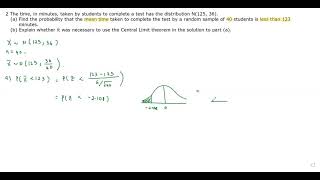 9709/61: Q2, A Level Mathematics Paper 6, Probability & Statistics 2, May/June 2021.