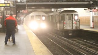 MTA New York City Subway two R62A 1 Trains enter 181 Street
