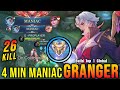 26 Kills + 2x MANIAC!! Granger 4 Minutes MANIAC!! - Build Top 1 Global Granger ~ MLBB