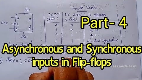 Asynchronous and Synchronous inputs in Flip-Flops, Sequential switching circuits, Part-4
