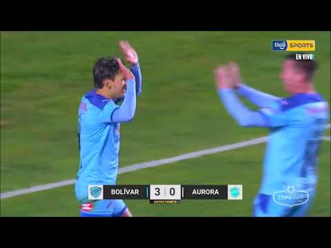 Gol de Víctor Ábrego, Bolívar (2-0) Aurora. Fuente Tigo Sports