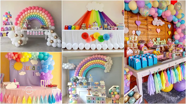 Rainbow Theme Birthday Decoration Ideas at Home || Rainbow Birthday Party Decoration Ideas