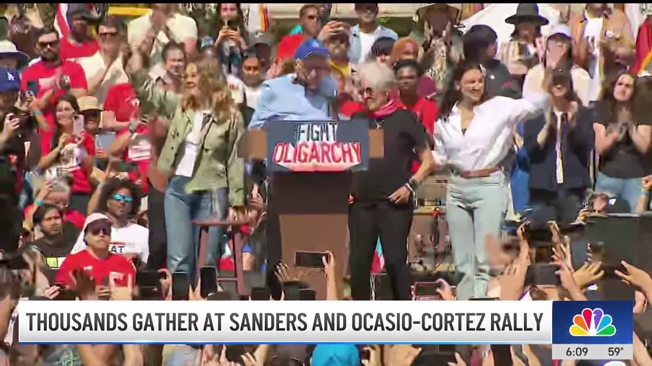 Thousands gather at Sanders and Ocasio-Cortez rally - YouTube