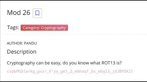 Mod 26 - picoCTF 2021 Walkthroughs